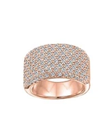 Bling Jewelry Micro Pave Cubic Zirconia Cocktail Wide Cz Pave Statement 1 2 Eternity Band Ring For Women Rose Gold Plated .925 Sterling Silver