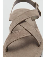 Mango Men's Crossed Straps Suede Leather Sandals