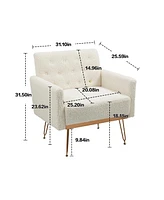 Mondawe Mustard Yellow Velvet Armchair Single Sofa Modern Tufted Upholstered Side Reading Chairs