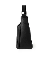 Ladies Leather Medium Multi Zip Crossbody Bag