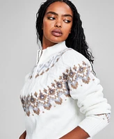 And Now This Women's Half-Zip Fair Isle Sweater, Created for Macy's