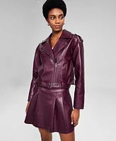 And Now This Women's Faux Leather Long Sleeve Moto Jacket, Created for Macy's