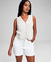 And Now This Women's Linen-Blend V-Neck Vest, Created for Macy's