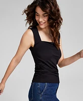 And Now This Women's Portrait-Neck Sleeveless Side-Ruched Top, Created for Macy's