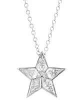 Effy Lab Grown Diamond Fancy-Cut Star Pendant Necklace (1 ct. t.w.) in 14k White Gold, 17" + 2" extender