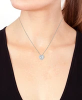 Effy Lab Grown Diamond Heart & Round Halo 18" Pendant Necklace (2-1/10 ct. t.w.) in 14k White Gold