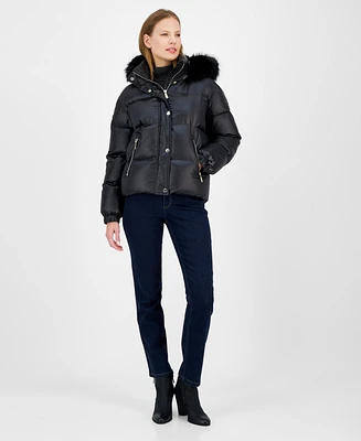 Michael Kors Women's Hooded Faux-Fur-Trim Puffer Coat, Created for Macy's