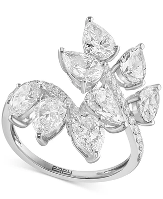 Effy Lab Grown Diamond Pear & Round Leaf Motif Bypass Ring (3-1/4 ct. t.w.) in 14k White Gold