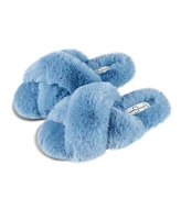 Jessica Simpson Women's Extra Soft High Plush Cross Band Slide Slippers