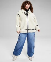 And Now This Trendy Plus Faux Sherpa Moto Jacket, Exclusively at Macy's