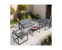 Pamapic 4-Piece Metal Outdoor Patio Conversation Set with Cushions