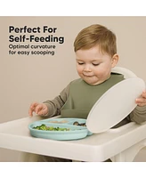 3-Pack Prep Suction Plates with Lids, 100% Silicone Baby Lid, Bpa-Free Kids Divided Toddler