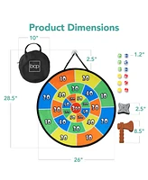 Best Choice Products Large Double-Sided Dart Board, Sticky Ball Axe Star Throwing Game for Kids, Adults w/ Carrying Case