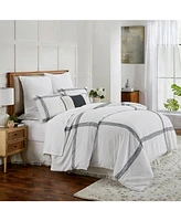 Ihi Home Pure Linen, King Duvet Cover Set/3, WhiteNavy