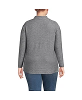 Lands' End Plus Cable Ottoman Relaxed Long Sleeve Funnel Neck Tunic