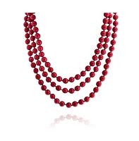 Bling Jewelry Classic Western Style Hand Knotted 10MM Round Ball Bead Endless 70 Inch Long Strand Double Triple Wrap Layer Red Necklace For Women