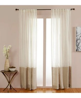 Ihi Home Retro Linen Sheer Curtain Panel Rod Pocket Hidden Back Tabs