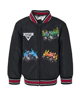 Monster Jam Boys Zip Up Varsity Bomber Jacket to Grave Digger El Toro Loco Megalodon