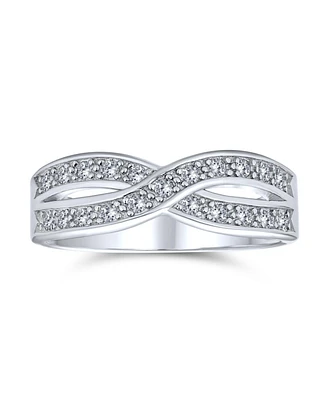 Bling Jewelry Cz Le Circle Twist Pave Cubic Zirconia Criss Cross Anniversary Infinity Band Ring For Women .925 Sterling Silver