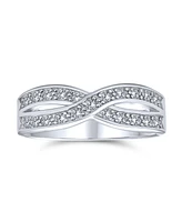 Bling Jewelry Cz Le Circle Twist Pave Cubic Zirconia Criss Cross Infinity Band Ring For Women .925 Sterling Silver