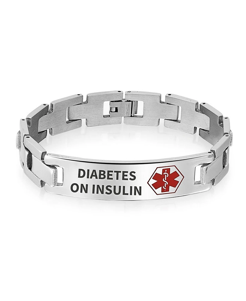 Bling Jewelry Diabetes On Insulin Identification Medical Id U Link Bracelet 8 Inch