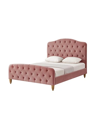 Rustic Manor Violeta Velvet Platform Bed Twin