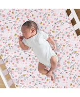 Lambs & Ivy Little Garden 100% Cotton Pink Floral Fitted Crib/Toddler Sheet