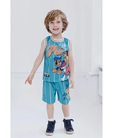 Paw Patrol Boys Chase Marshall Rubble Mesh Jersey Tank Top and Basketball Shorts Athletic Outfit Set to