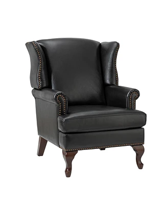 Hulala Home Helmuth Genuine Leather Armchair with Solid Wood Legs