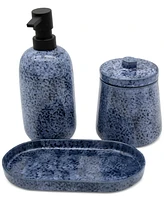 Lavender and Sage Blue Speckled Stoneware 3-Pc. Bathroom Accessory Set