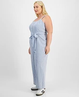 And Now This Trendy Plus Striped Sleeveless Jumpsuit, Exclusively at Macy's