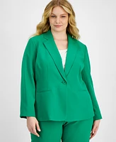 Le Suit Plus Single-Button Straight-Leg Pantsuit