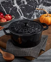 Smith and Clark Iron Works Enameled Cast Iron 3-Qt. Spider Web Dutch Oven