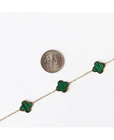 The Lovery Small Malachite Clover Bracelet 14K Gold