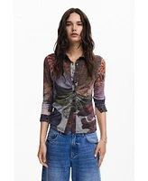 Desigual Women's Long-sleeve T-shirt autumn forest