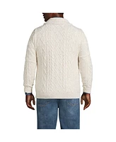 Lands' End Big & Tall Cotton Blend Cable Shawl Cardigan Sweater