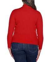 Belldini Black Label Plus Size Ribbed Mock Neck Half-Zip Sweater