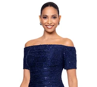 Xscape Petite Off-The-Shoulder Lace Evening Gown