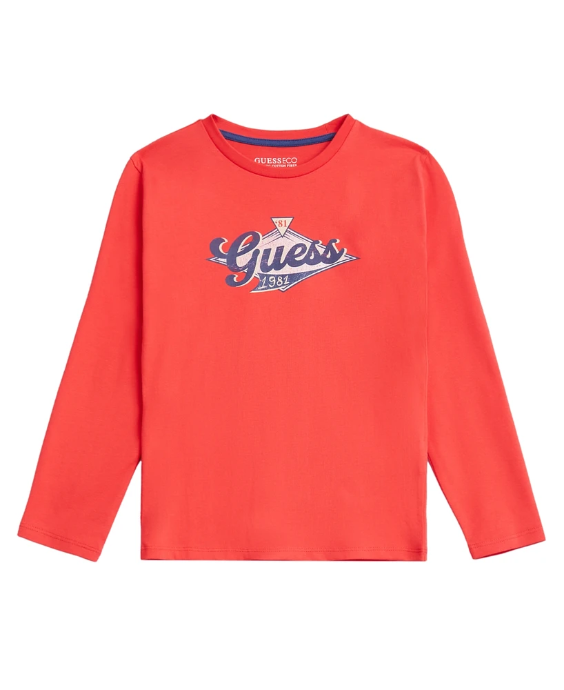 Guess Big Boy Long Sleeve with Screen Print Logo T-Shirt