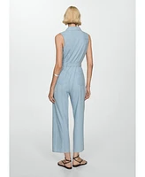 Mango Women's Belted Denim Jumpsuit