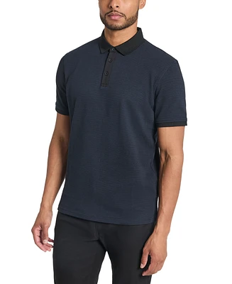 Kenneth Cole Men's Slim-Fit 4-Way Stretch Textured-Knit Polo Shirt