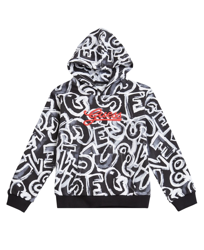 Guess Big Boy Hooded Long Sleeve with All Over Print Sweatshirt