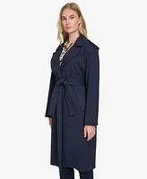 Tommy Hilfiger Women's Ponte Belted Long-Sleeve Trench Coat