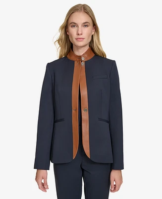 Tommy Hilfiger Women's Contrast Stand-Collar Blazer