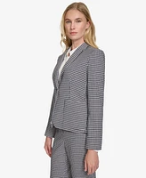 Tommy Hilfiger Women's Gingham Puff-Sleeve Blazer