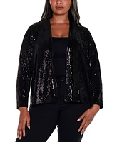 Belldini Black Label Plus Stretch Velvet Sequin Knit Cardigan Sweater