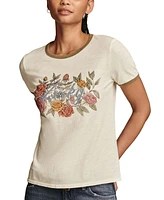 Lucky Brand Women's Cotton Floral Classic Ringer T-Shirt