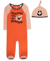 Baby Essentials Boy Mommy's Little Monster Footie & Cap, 2-Piece Set