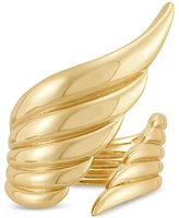 Polished Angel Wings Cuff Ring 18k Gold-Plated Sterling Silver