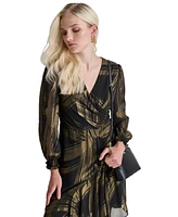 Dkny Women's Metallic-Print Asymmetric-Hem Dress